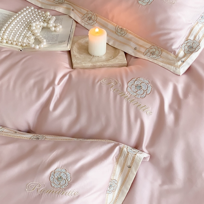 91家纺网 家纺一手货源 找家纺 MIU缪家居 2023新款邂逅系列100支全棉四件套  邂逅-粉色