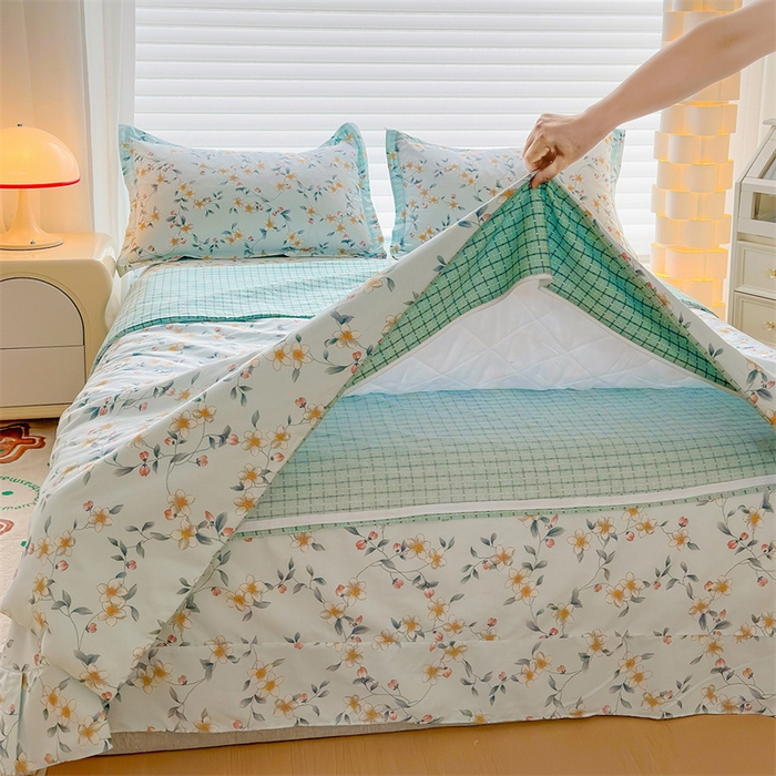 91家纺网 家纺一手货源 找家纺 元元被芯 2023新增全棉13372夹棉被套四件套 爱洛