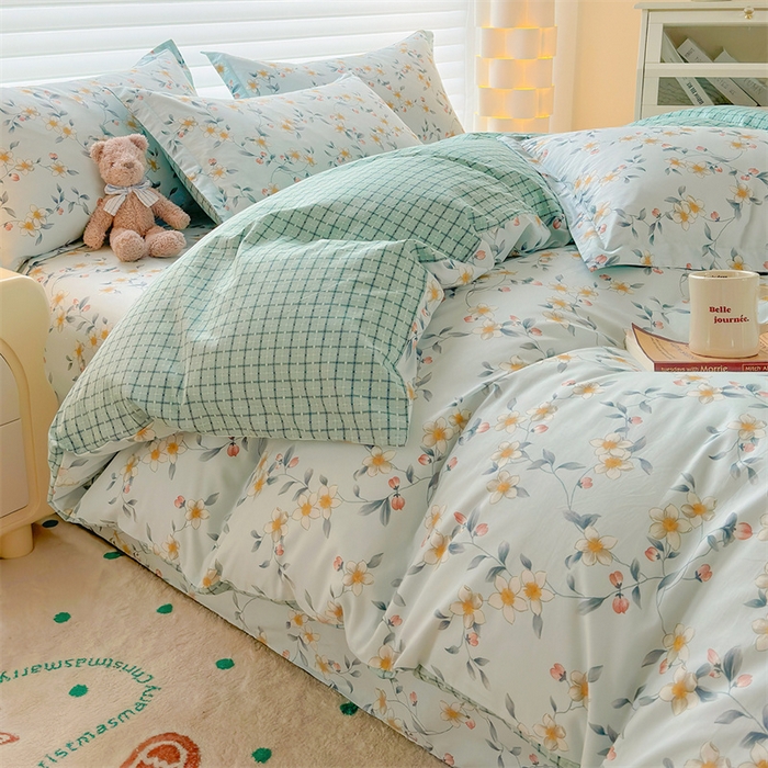 91家纺网 家纺一手货源 找家纺 元元被芯 2023新增全棉13372夹棉被套四件套 爱洛