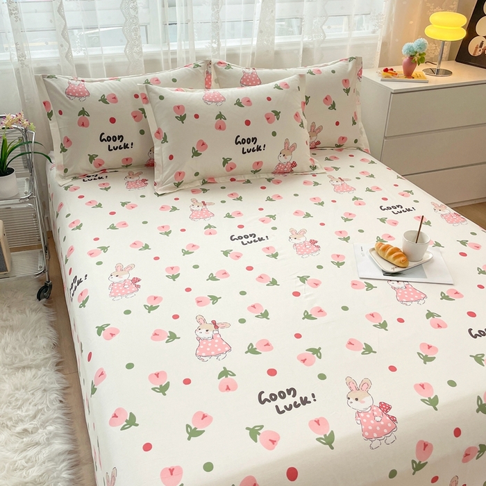 91家纺网 家纺一手货源 找家纺 翎盈家纺  2023新款纯棉全棉13372卡通印花单床单 雨沫