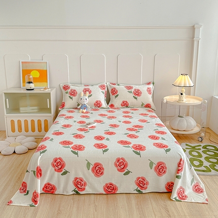 91家纺网 家纺一手货源 找家纺 卡普家居 2025新款印花牛奶绒床单 柔伊