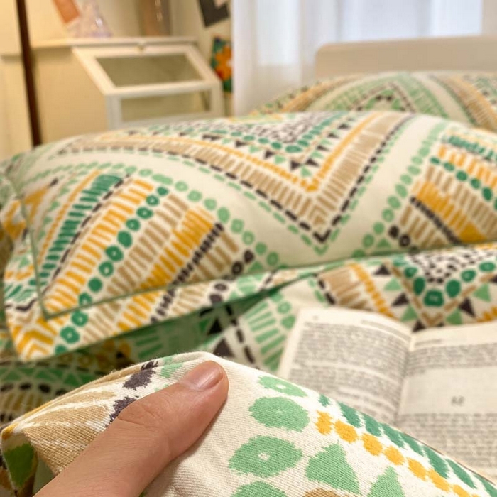 91家纺网 家纺一手货源 找家纺 新印象 2023新款柔软贴服全棉磨毛印花四件套 泓波