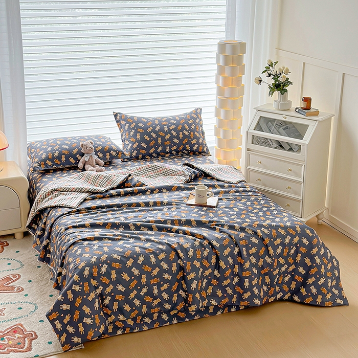 91家纺网 家纺一手货源 找家纺 元元被芯 2023新增13372全棉夏被四件套 熊本