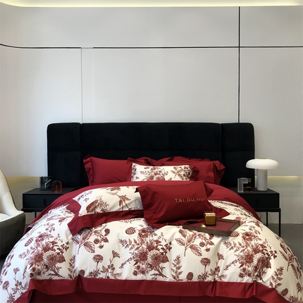 91家纺网 家纺一手货源 找家纺 （总）2023 太古汇 新款长绒棉雅婚庆系列四件套