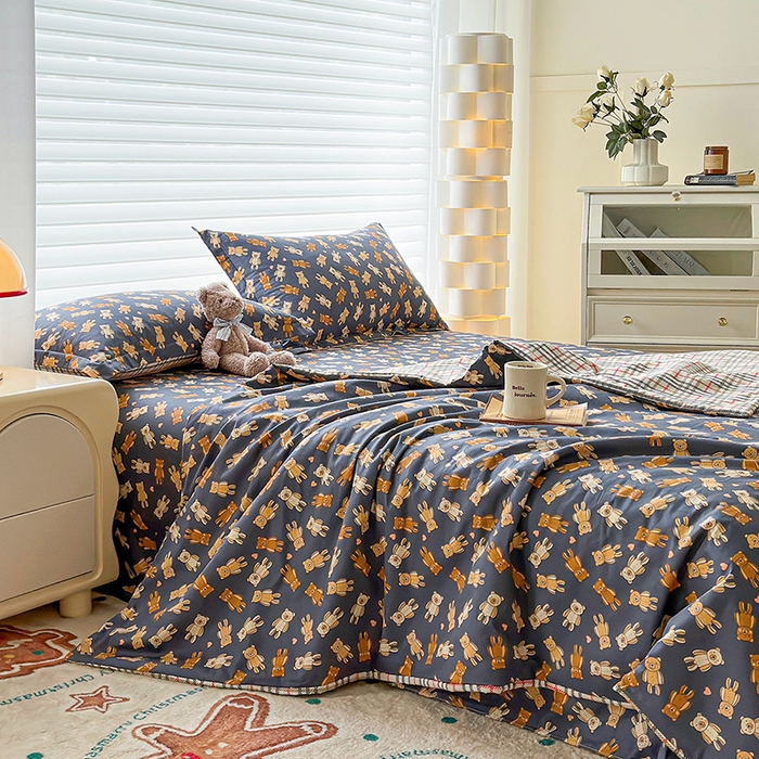 91家纺网 家纺一手货源 找家纺 元元被芯 2023新增13372全棉夏被四件套 熊本