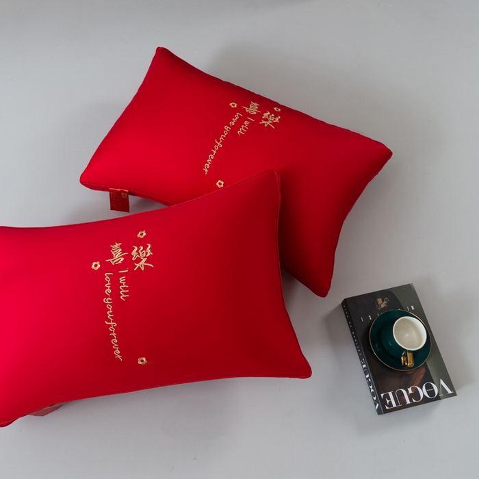 91家纺网 家纺一手货源 找家纺 糖果枕芯 2023新款全棉婚庆枕芯枕头 喜乐