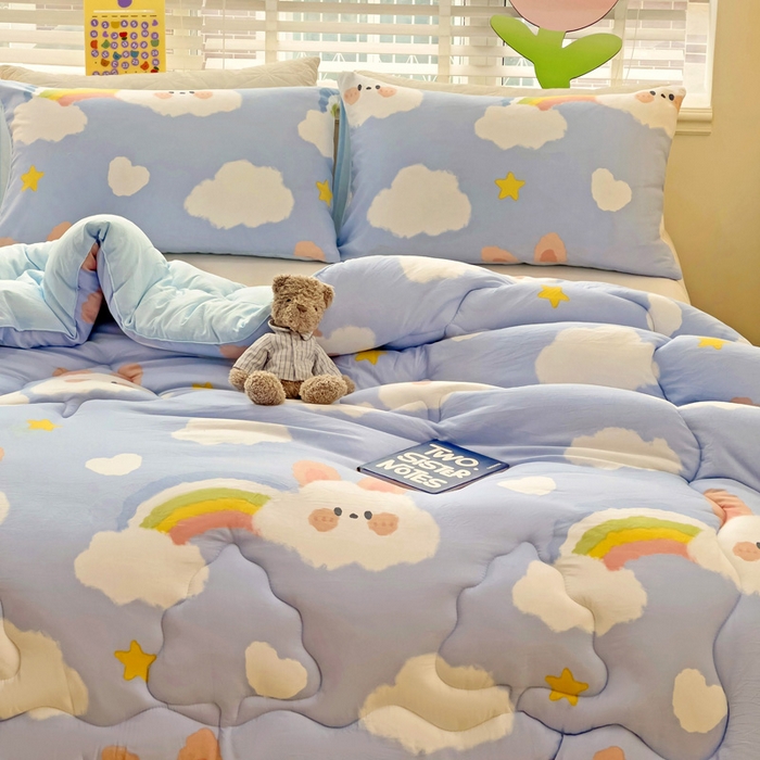 91家纺网 家纺一手货源 找家纺 寐居 2023新款A类水洗棉印花冬被 晴天兔