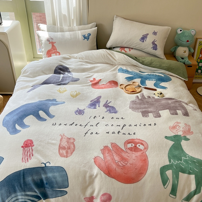 91家纺网 家纺一手货源 找家纺 （总）萝莉家纺 2023新款设计师款牛奶绒大版数码印花系列四件套