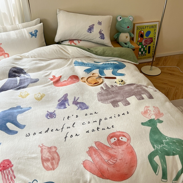 91家纺网 家纺一手货源 找家纺 （总）萝莉家纺 2023新款设计师款牛奶绒大版数码印花系列四件套