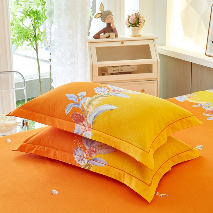 91家纺网 家纺一手货源 找家纺 雲归梦 2023年新款加厚全棉生态磨毛大版四件套美悦东方 黄