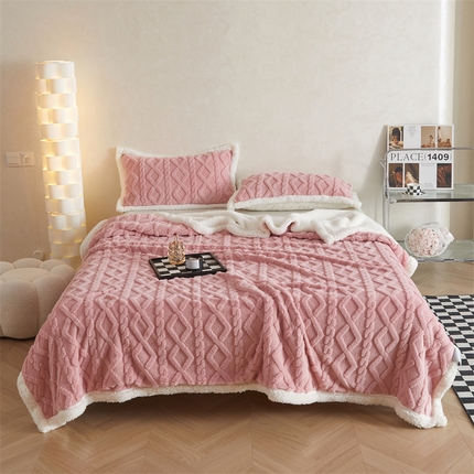 91家纺网 家纺一手货源 找家纺 （总）尚品绵羊 2025新款提花AB版塔芙绒羊羔绒多功能毛毯双层加厚办公室午睡毯盖毯