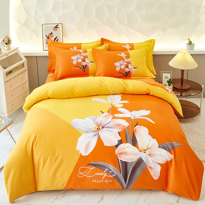 91家纺网 家纺一手货源 找家纺 雲归梦 2023年新款加厚全棉生态磨毛大版四件套美玉无瑕 桔