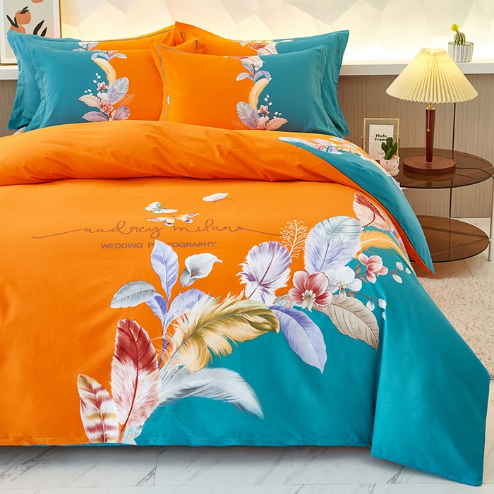 91家纺网 家纺一手货源 找家纺 雲归梦 2023年新款加厚全棉生态磨毛大版四件套美悦东方 蓝