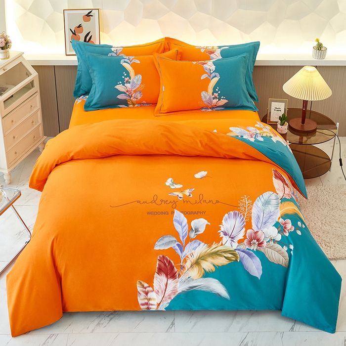 91家纺网 家纺一手货源 找家纺 雲归梦 2023年新款加厚全棉生态磨毛大版四件套美悦东方 蓝