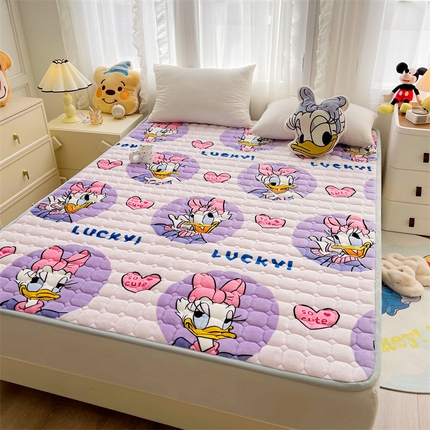 雯豆迪士尼正版卡通牛奶绒床垫床褥子薄款床护垫床垫保护罩 牛奶绒床褥-黛西