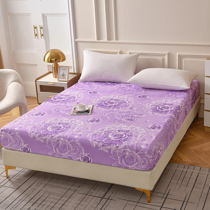 91家纺网 家纺一手货源 找家纺 梵巢家纺 芦荟棉印花床笠 花海紫