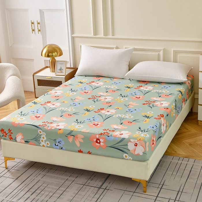 91家纺网 家纺一手货源 找家纺 梵巢家纺 芦荟棉印花床笠 花儿朵朵