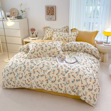 91家纺网 家纺一手货源 找家纺 （总）印季家纺 2024新款小清新碎花-混纺磨毛四件套