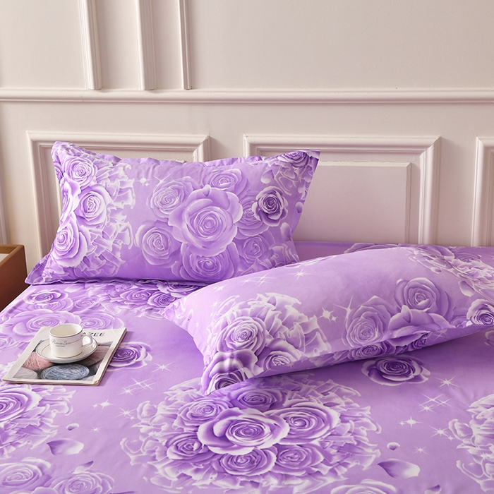 91家纺网 家纺一手货源 找家纺 梵巢家纺 芦荟棉印花床笠 花海紫