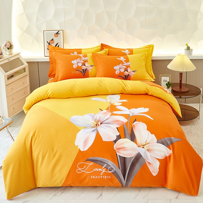 91家纺网 家纺一手货源 找家纺 雲归梦 2023年新款加厚全棉生态磨毛大版四件套美玉无瑕 桔