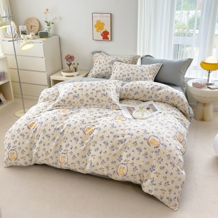 91家纺网 家纺一手货源 找家纺 （总）印季家纺 2024新款小清新碎花-混纺磨毛四件套