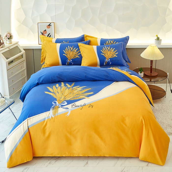 91家纺网 家纺一手货源 找家纺 雲归梦 2023年新款加厚全棉生态磨毛大版四件套金色年华 兰