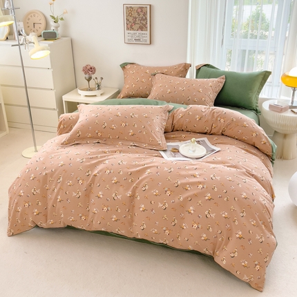 91家纺网 家纺一手货源 找家纺 （总）印季家纺 2024新款小清新碎花-混纺磨毛四件套