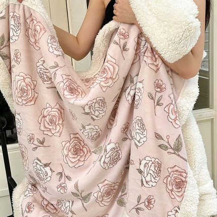 【91严选】西柚 2023新款牛奶绒羊羔绒毛毯盖毯毯子-碎花毯