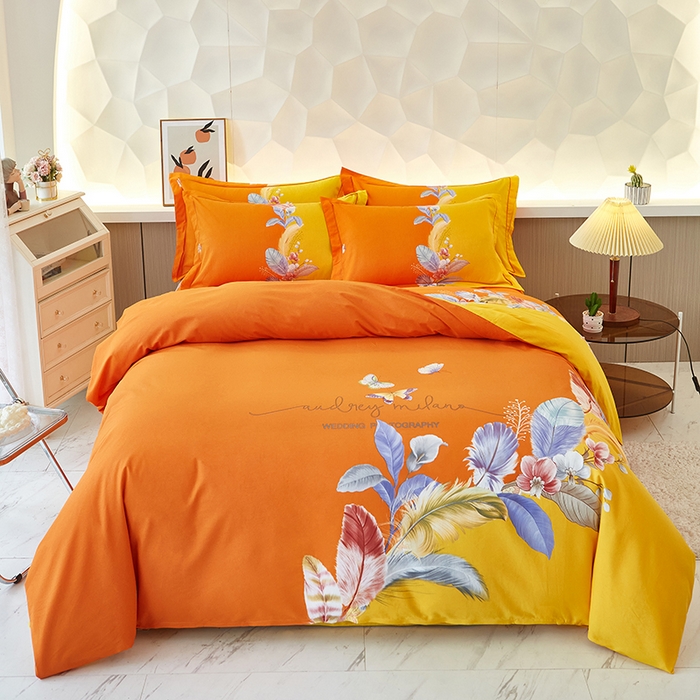 91家纺网 家纺一手货源 找家纺 雲归梦 2023年新款加厚全棉生态磨毛大版四件套美悦东方 黄