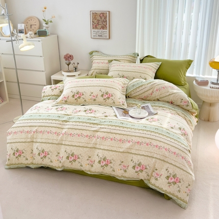 91家纺网 家纺一手货源 找家纺 （总）印季家纺 2024新款小清新碎花-混纺磨毛四件套