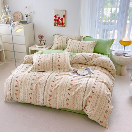 91家纺网 家纺一手货源 找家纺 （总）印季家纺 2024新款小清新碎花-混纺磨毛四件套