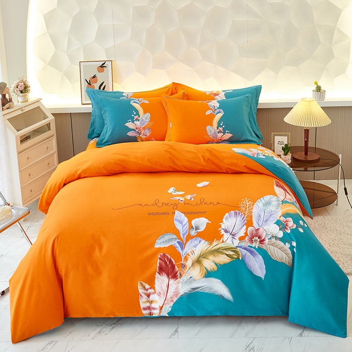 91家纺网 家纺一手货源 找家纺 雲归梦 2023年新款加厚全棉生态磨毛大版四件套美悦东方 蓝