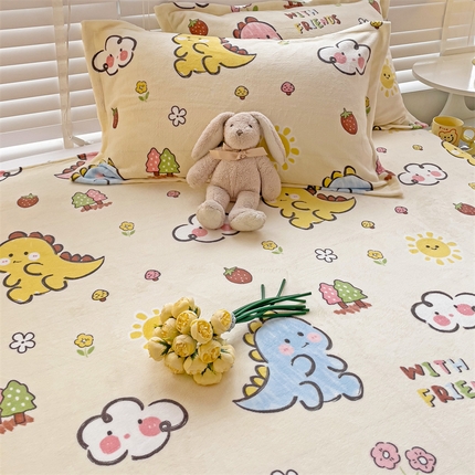 名兮-2023新款高克重牛奶绒枕套 淘气恐龙