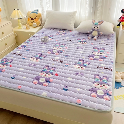 雯豆迪士尼正版卡通牛奶绒床垫床褥子薄款床护垫床垫保护罩 牛奶绒床褥-啵啵兔