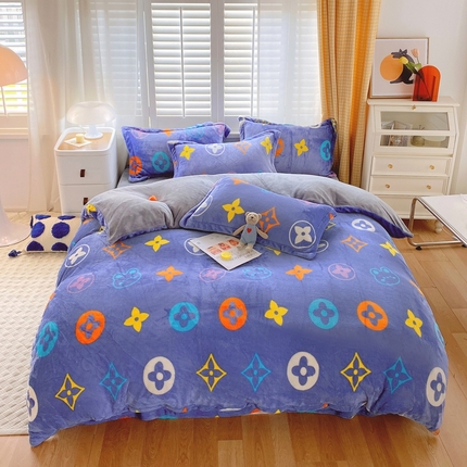 91家纺网 家纺一手货源 找家纺 （总）聚莹家纺 2023新款牛奶绒印花四件套