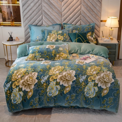 91家纺网 家纺一手货源 找家纺 （总）聚莹家纺 2023新款牛奶绒印花四件套