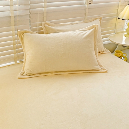 名兮-2023新款高克重牛奶绒枕套 素色米白