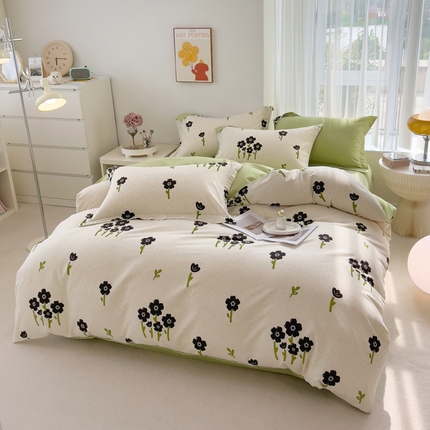 91家纺网 家纺一手货源 找家纺 （总）印季家纺 2024新款小清新碎花-混纺磨毛四件套