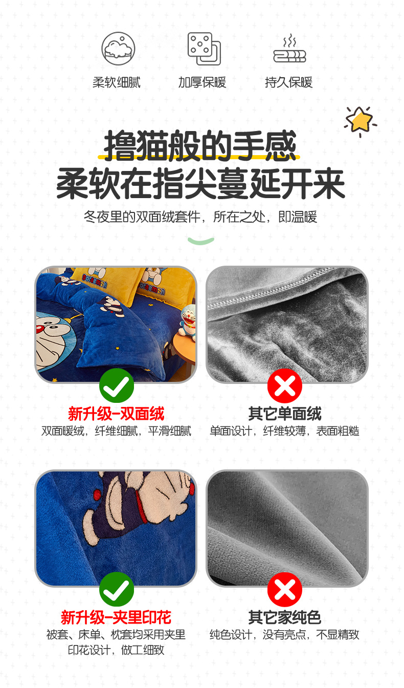 91家纺网 家纺一手货源 找家纺 2024新款卡通法莱绒牛奶绒珊瑚绒四件套升级版星空叮当--升级款
