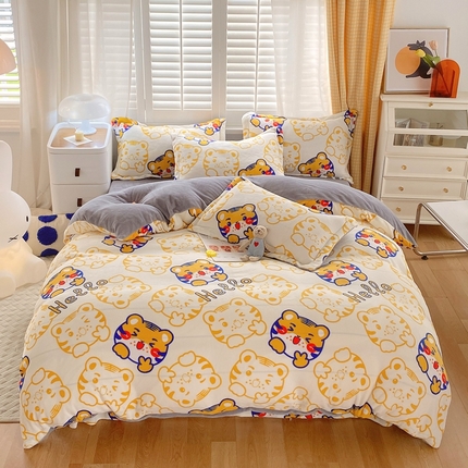 91家纺网 家纺一手货源 找家纺 （总）聚莹家纺 2023新款牛奶绒印花四件套