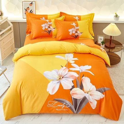 91家纺网 家纺一手货源 找家纺 雲归梦 2023年新款加厚全棉生态磨毛大版四件套美玉无瑕 桔