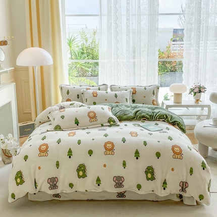 91家纺网 家纺一手货源 找家纺 （总）聚莹家纺 2023新款牛奶绒印花四件套