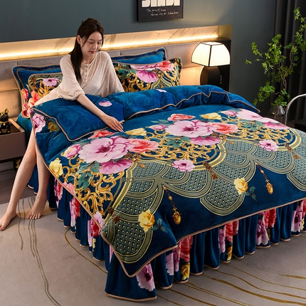 91家纺网 家纺一手货源 找家纺 金柚子 2024新款加厚牛奶绒四件套 富丽堂皇