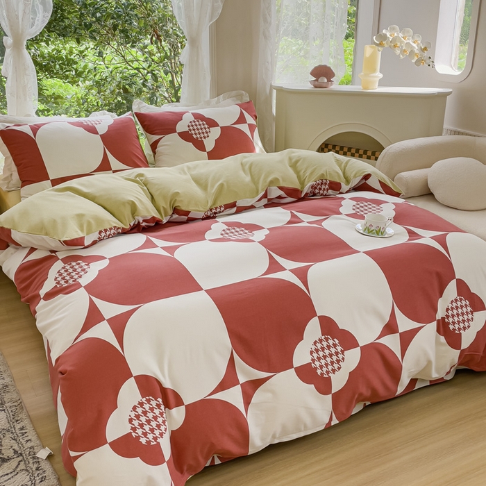 91家纺网 家纺一手货源 找家纺 感遇家纺 2023新款印花系列全棉生态磨毛加厚四件套 爱微