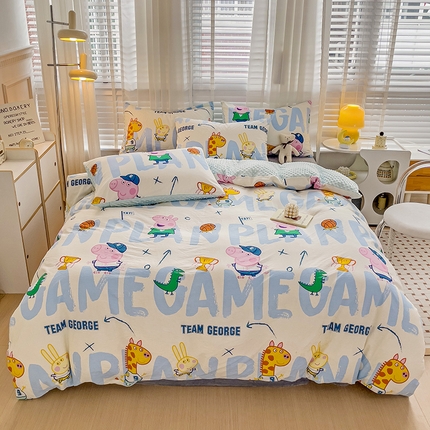 91家纺网 家纺一手货源 找家纺 （总）梦家居 2023新款正版小猪佩奇授权加安抚豆豆绒被套