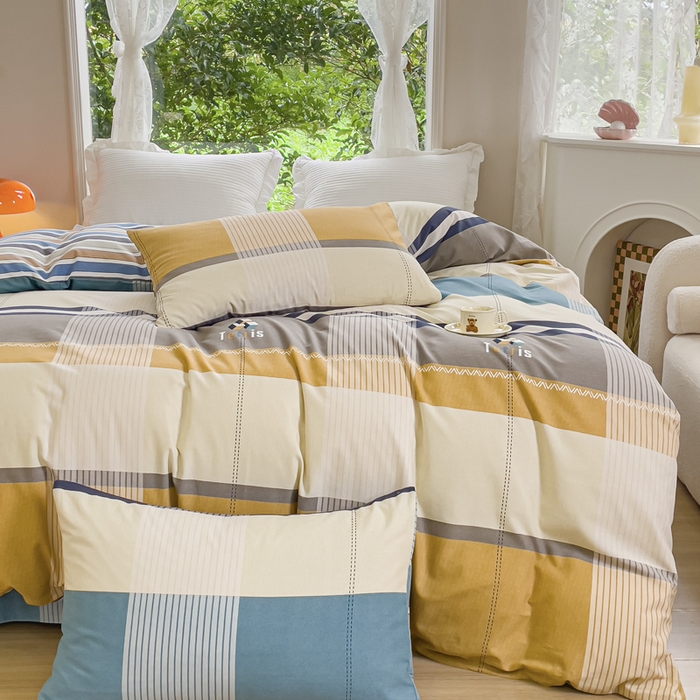 91家纺网 家纺一手货源 找家纺 感遇家纺 2023新款印花系列全棉生态磨毛加厚四件套 雅格