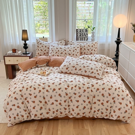 妖妖家纺 2023新款有氧提花小竺棉印花四件套 漫山花开