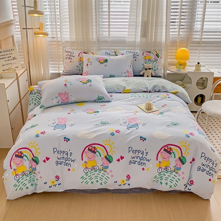 91家纺网 家纺一手货源 找家纺 （总）梦家居 2023新款正版小猪佩奇授权加安抚豆豆绒被套