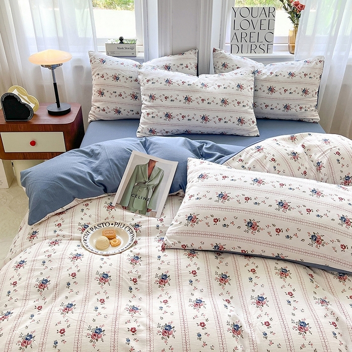 91家纺网 家纺一手货源 找家纺 妖妖家纺 2023新款有氧提花小竺棉印花四件套 倾城