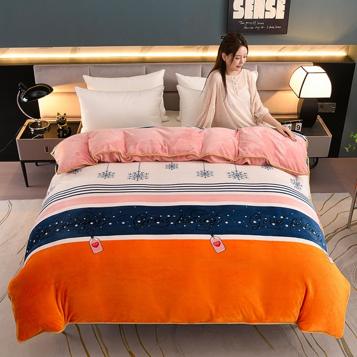 91家纺网 家纺一手货源 找家纺 金柚子 2024新款加厚牛奶绒四件套 怦然心动